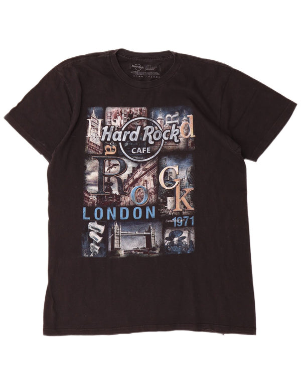 Hard Rock Cafe Mens London Graphic T-Shirt Top Medium Black Cotton