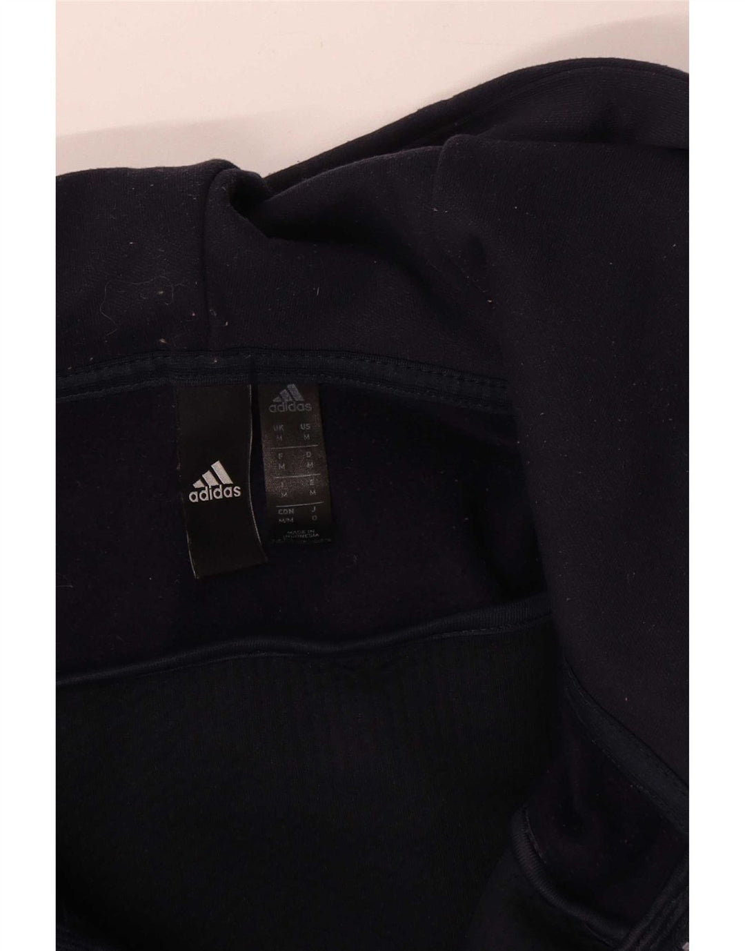 Adidas Mens Zip Hoodie Sweater Medium Navy Blue Colourblock Polyester