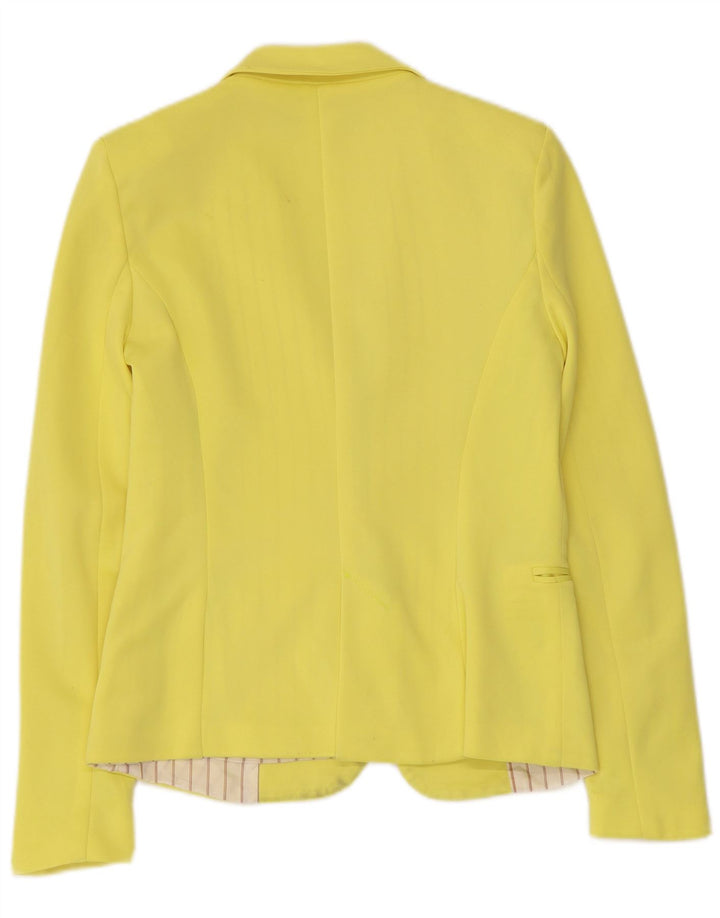 Zara Womens 1 Button Blazer Jacket UK 6 XS Yellow