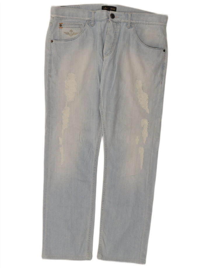Dekker Womens Distressed Straight Jeans W36 L29 Blue Cotton