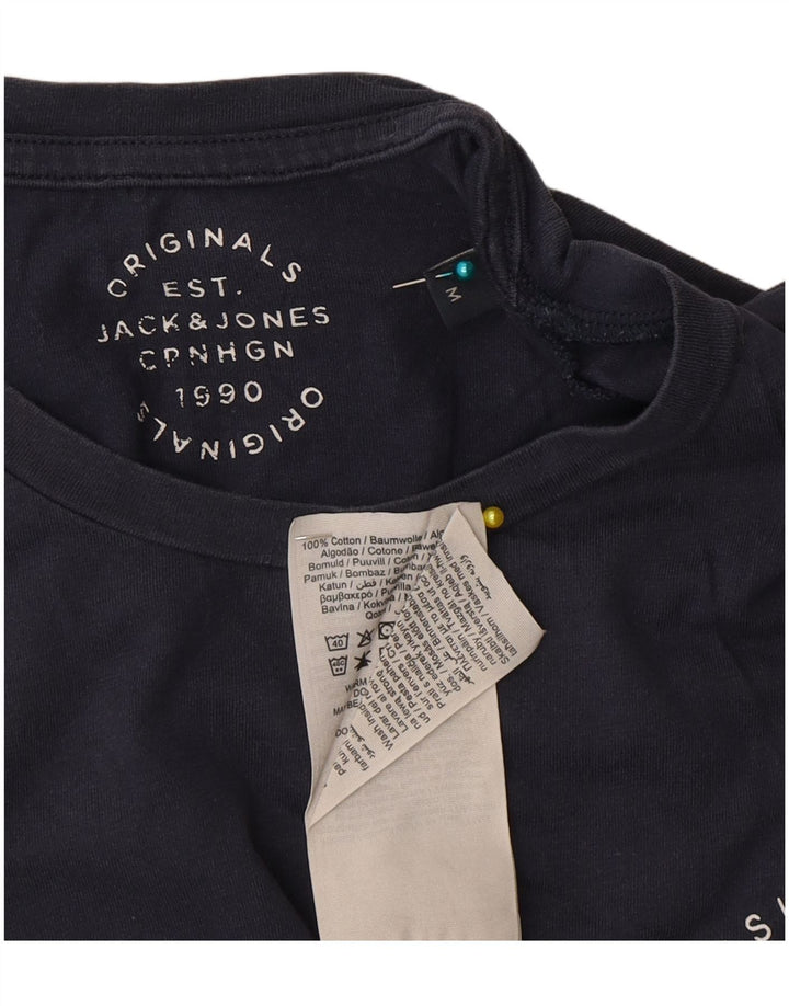 Jack & Jones Mens T-Shirt Top Medium Navy Blue Cotton