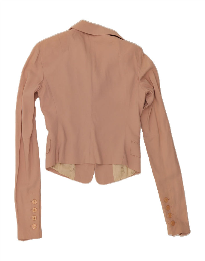 LIU JO Womens Crop 3 Button Blazer Jacket IT 42 Medium Pink Acetate Vintage Liu Jo and Second-Hand Liu Jo from Messina Hembry 