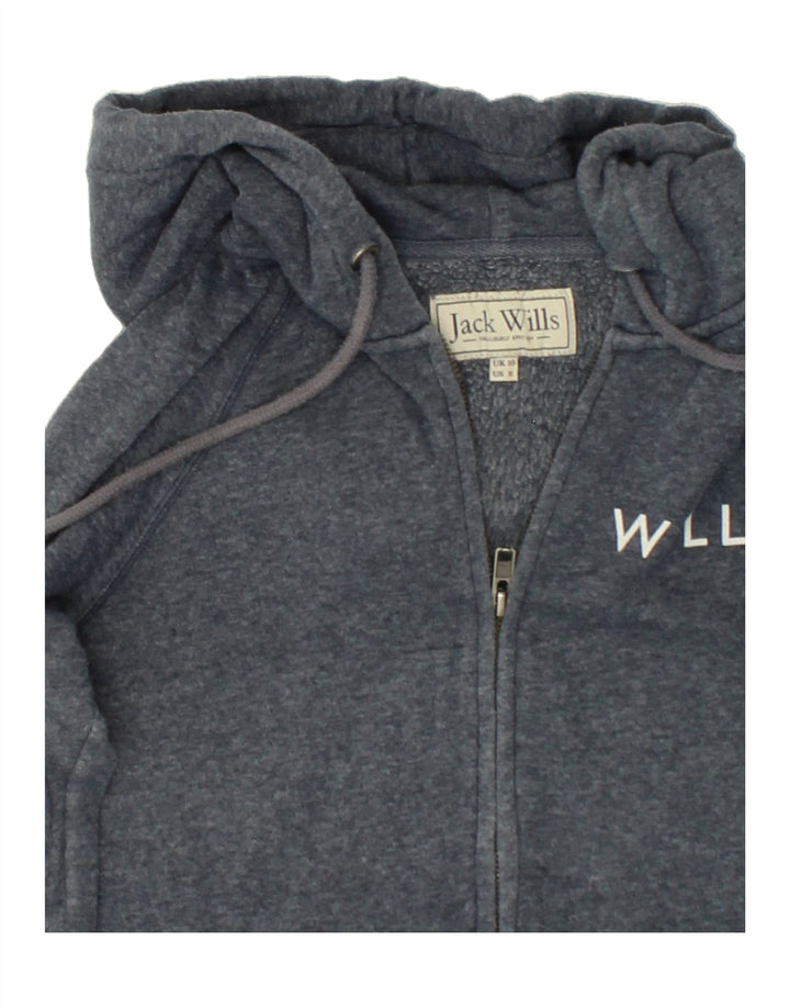 JACK WILLS Womens Zip Hoodie Sweater UK 10 Small  Grey Polyester Vintage Jack Wills and Second-Hand Jack Wills from Messina Hembry 