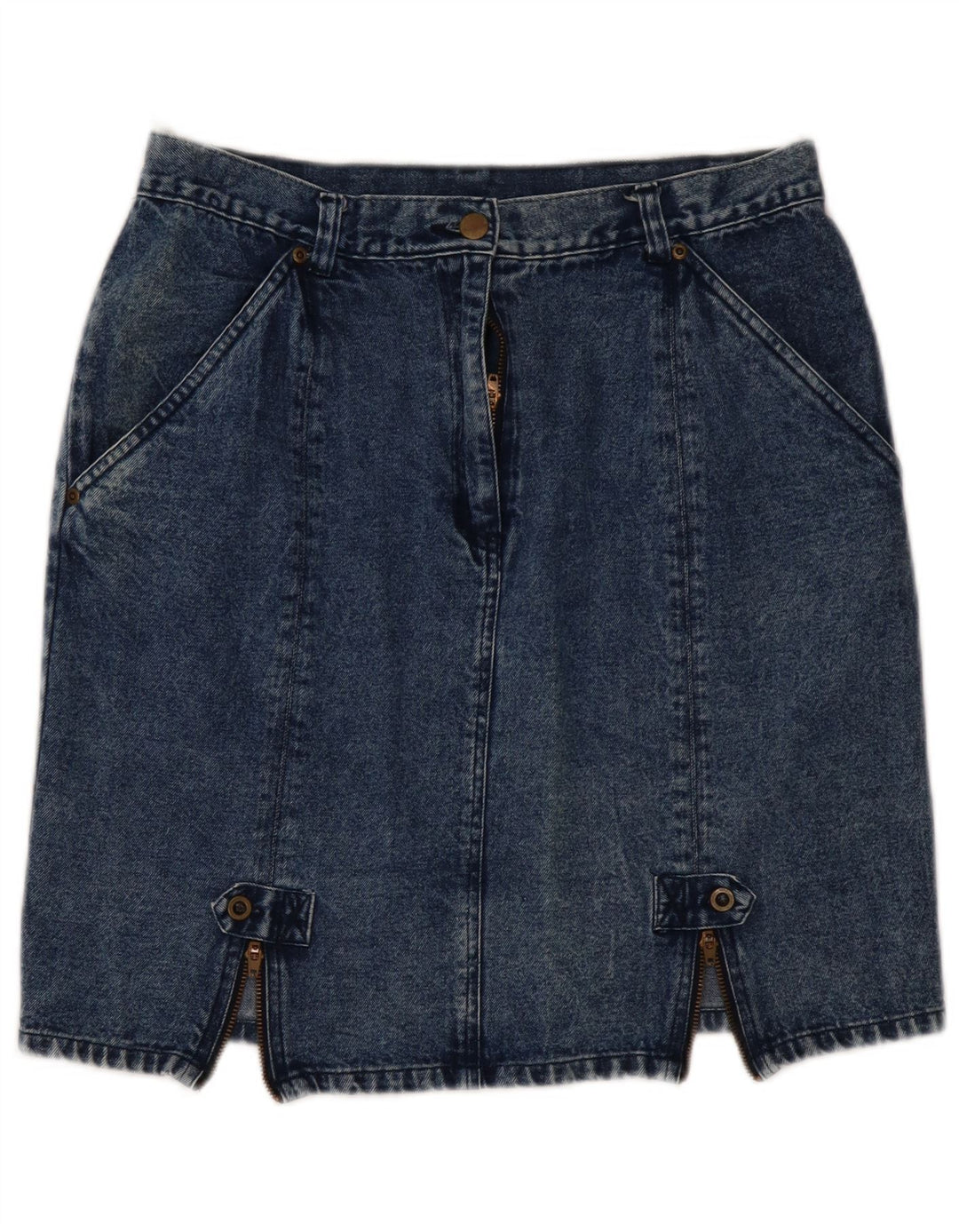 VINTAGE Womens High Waist Mini Denim Skirt EU 44 XL W32 Blue Cotton