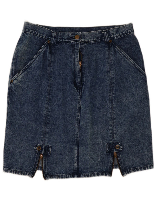 VINTAGE Womens High Waist Mini Denim Skirt EU 44 XL W32 Blue Cotton