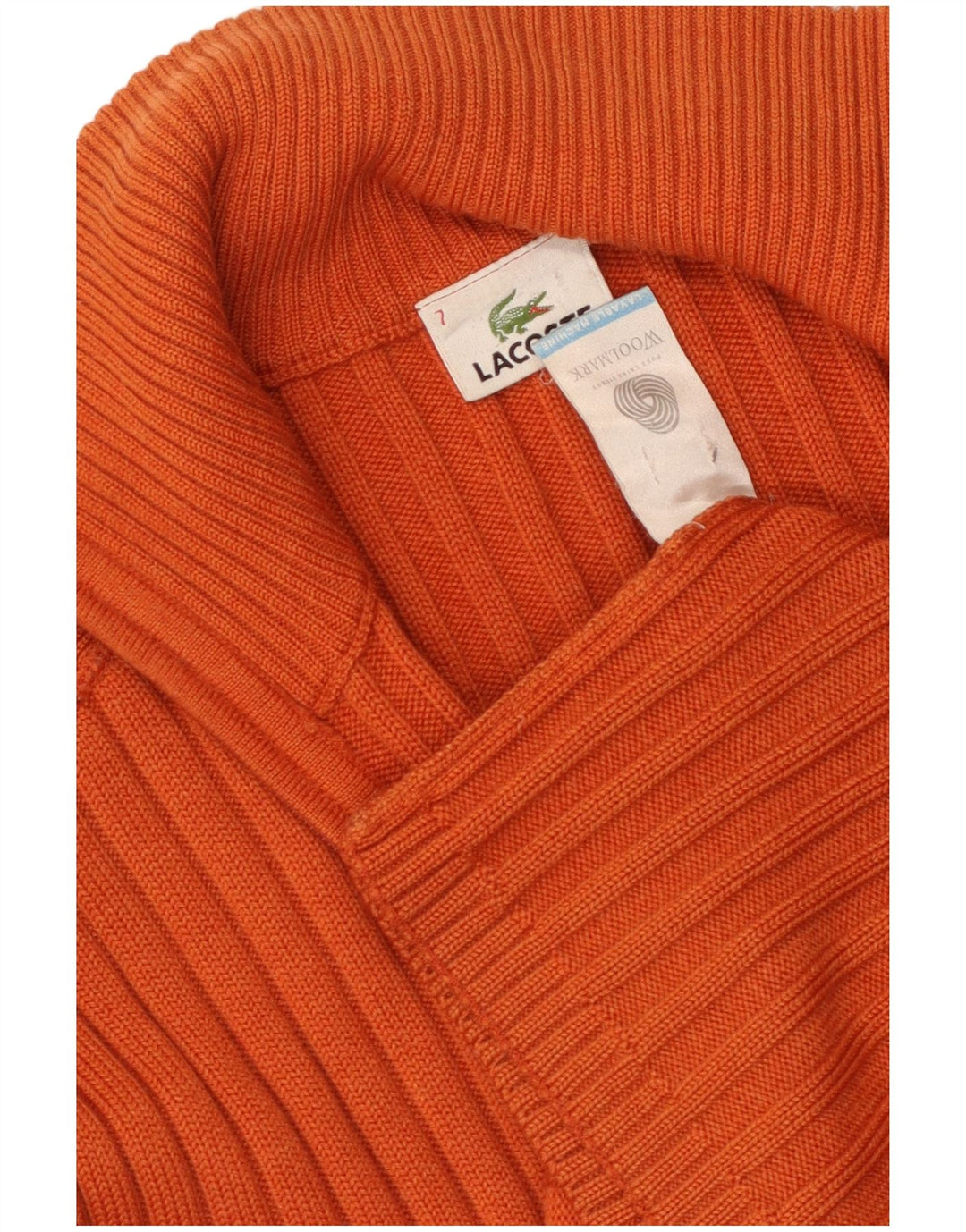 LACOSTE Mens Cardigan Sweater Size 7 2XL Orange Wool
