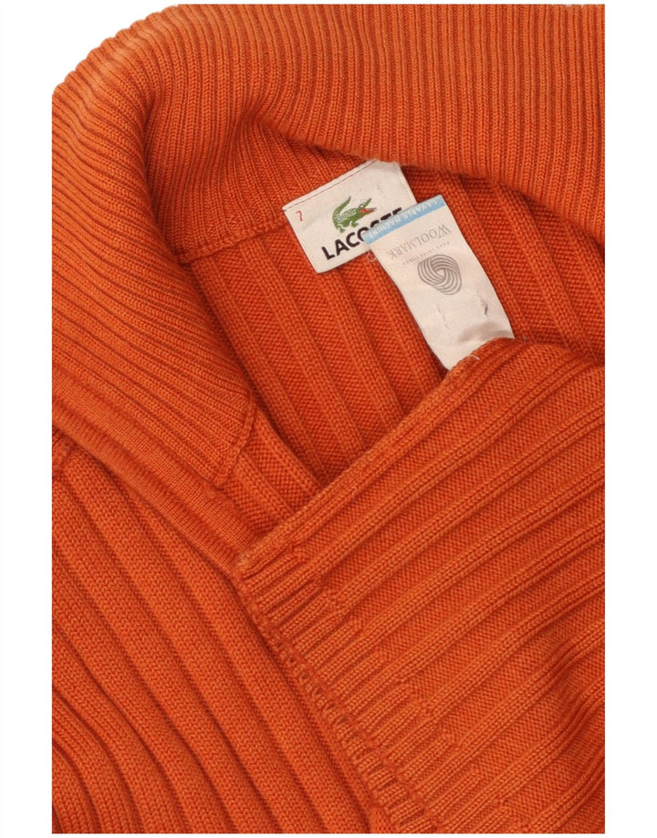 LACOSTE Mens Cardigan Sweater Size 7 2XL Orange Wool