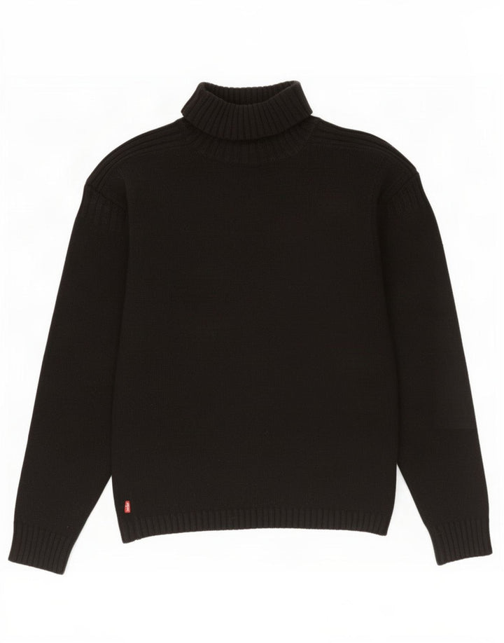Levi's Womens Roll Neck Jumper Sweater UK 14 Medium Black Lambswool