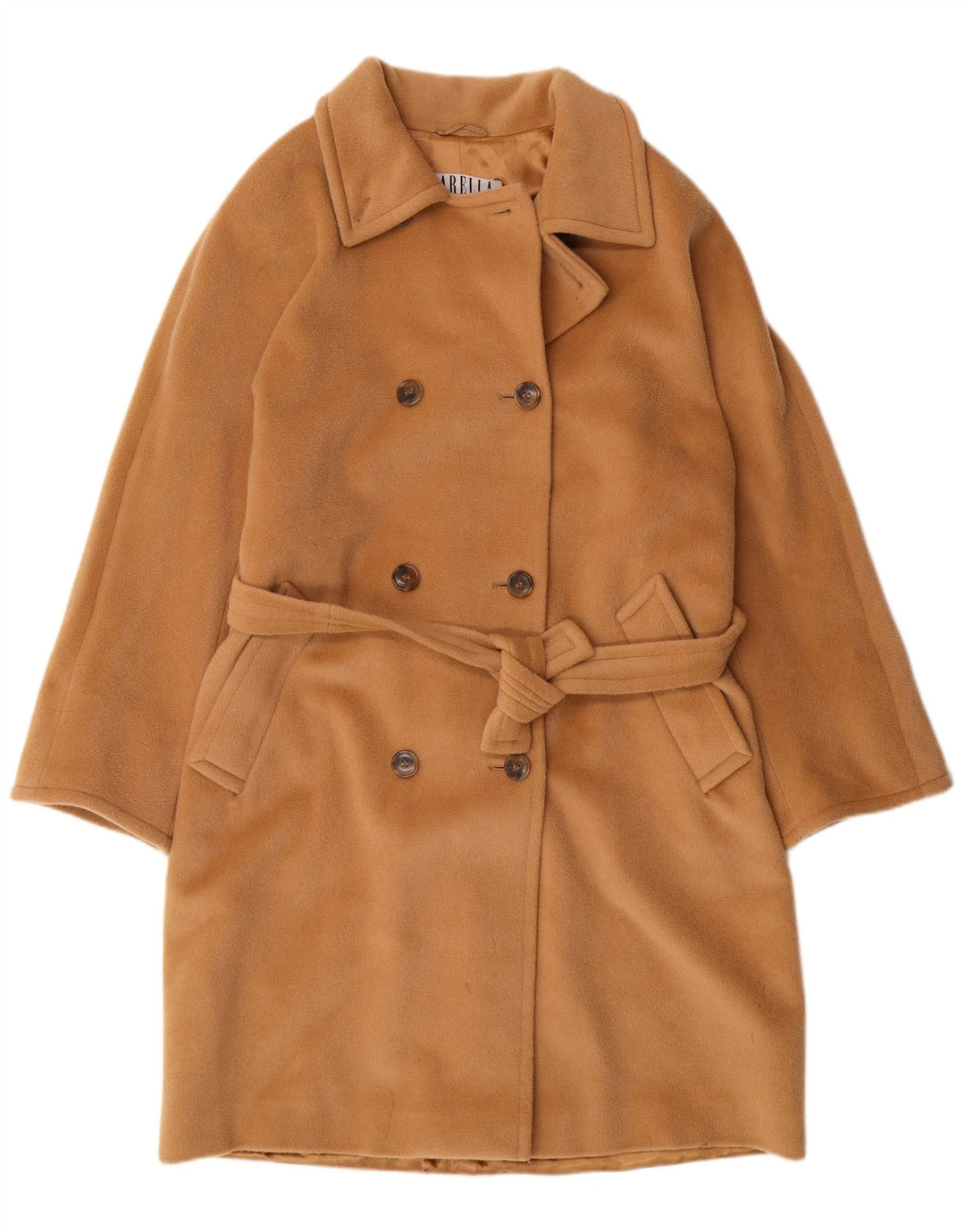 MARELLA Womens Double Breasted Coat UK 12 Medium Beige Virgin Wool Classic