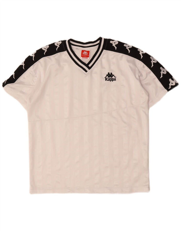 KAPPA Mens Graphic T-Shirt Top Medium White Colourblock Polyester