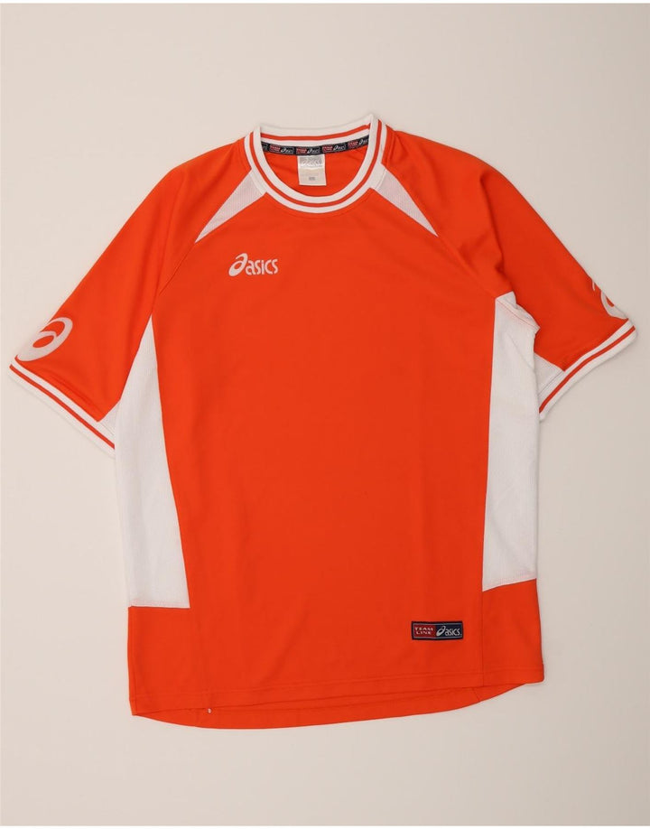 Asics Mens Graphic T-Shirt Top Large Orange Colourblock Polyester