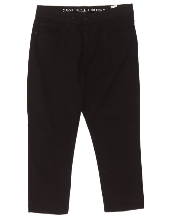 Marks & Spencer Womens Cropped Trousers UK 12 Medium W30 L22 Black