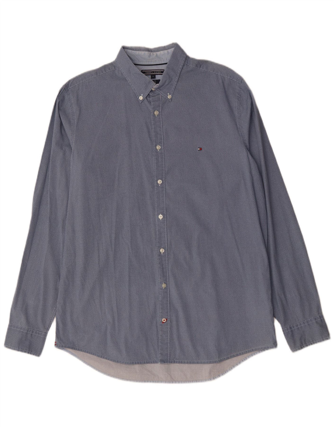 Tommy Hilfiger Mens Slim Fit Shirt XL Blue Spotted Cotton