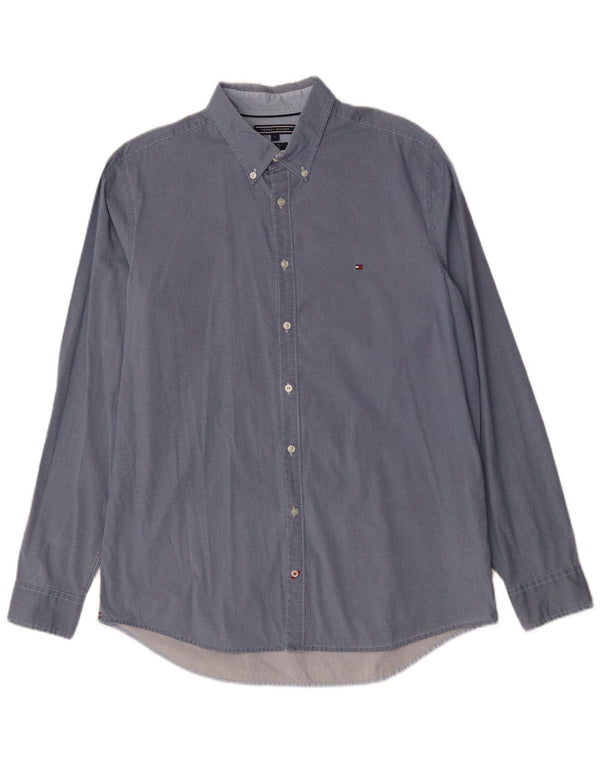 Tommy Hilfiger Mens Slim Fit Shirt XL Blue Spotted Cotton