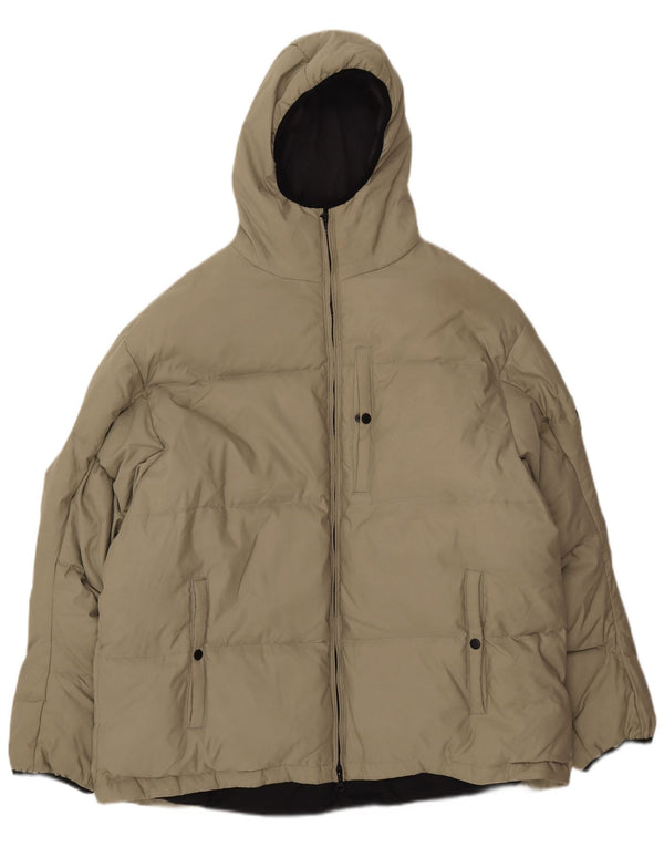 PEPE JEANS Mens Hooded Padded Jacket UK 40 Large Green Polyester