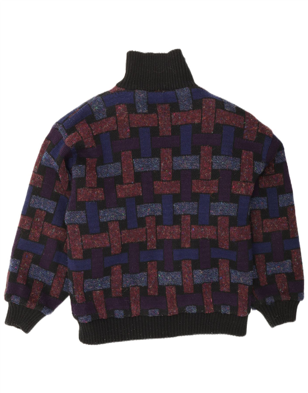 VINTAGE Mens Cardigan Sweater Large Multicoloured Geometric