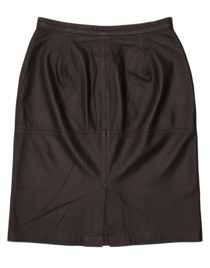 Vintage Womens Leather Skirt UK 16 Large W30  Black Leather