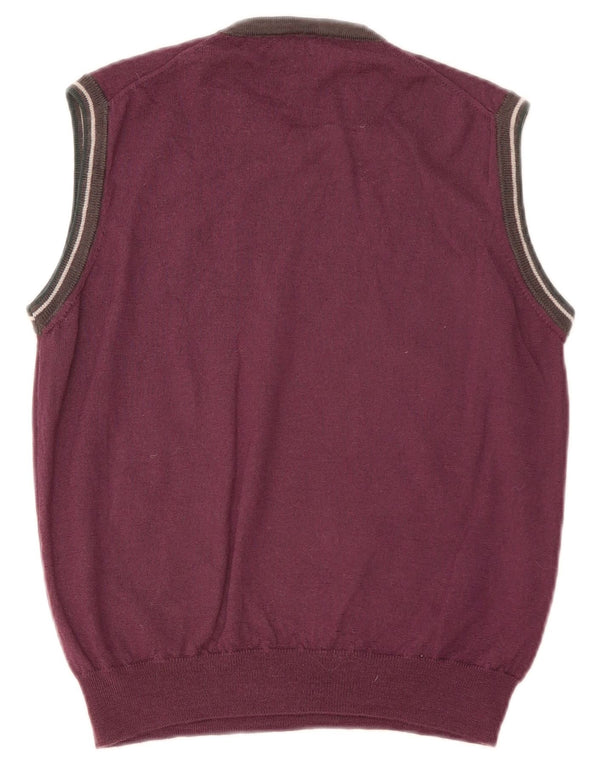 Trussardi Jeans Womens Vest Tank Top UK 12 Medium Burgundy Wool