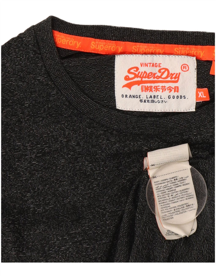 Superdry Mens Top Long Sleeve XL Grey Flecked Cotton