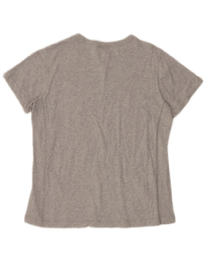 CHAMPION Womens T-Shirt Top UK 14 Medium Grey Flecked Cotton