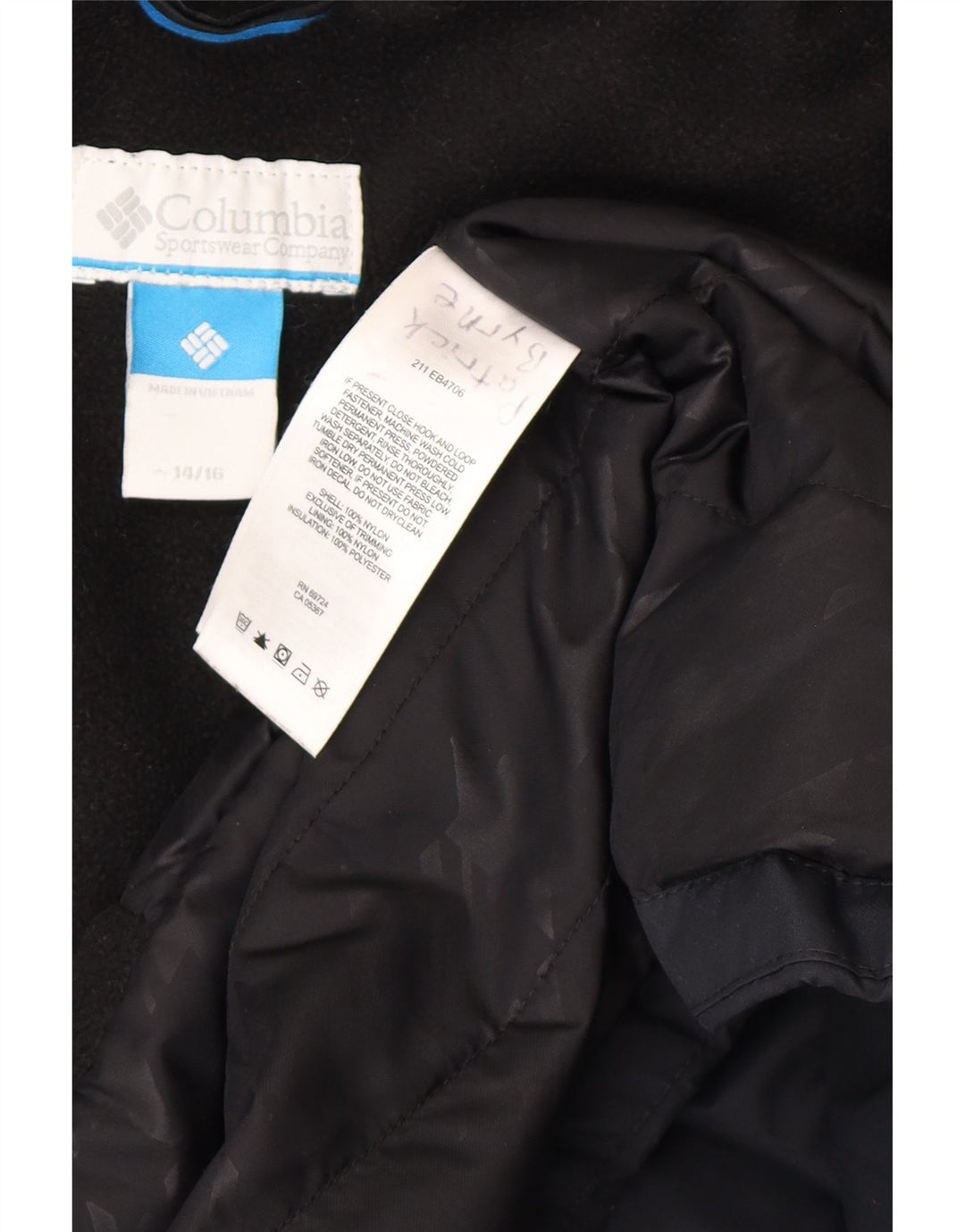 Columbia Boys Windbreaker Jacket 14-15 Years Black Nylon