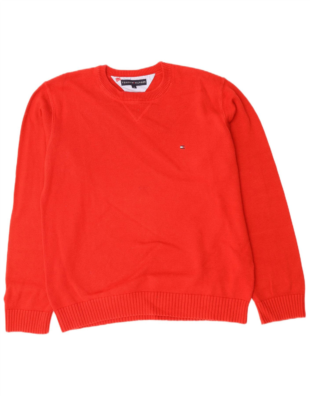 TOMMY HILFIGER Mens Crew Neck Jumper Sweater Medium Red Cotton