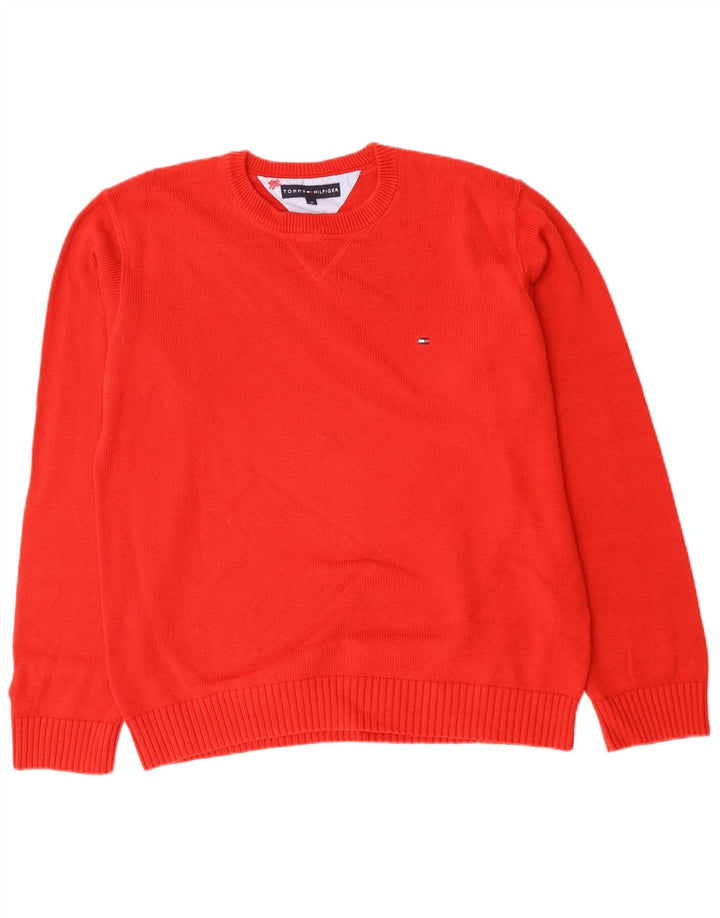 TOMMY HILFIGER Mens Crew Neck Jumper Sweater Medium Red Cotton