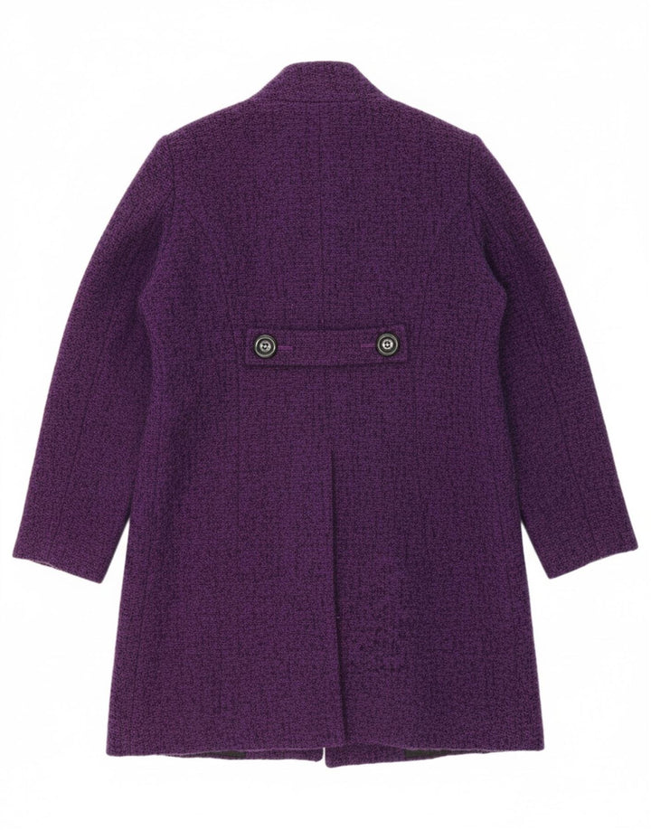 VIYELLA Womens Overcoat UK 14 Large Purple Flecked Wool
