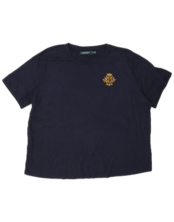 Ralph Lauren Womens T-Shirt Top UK 20 2XL Navy Blue Cotton