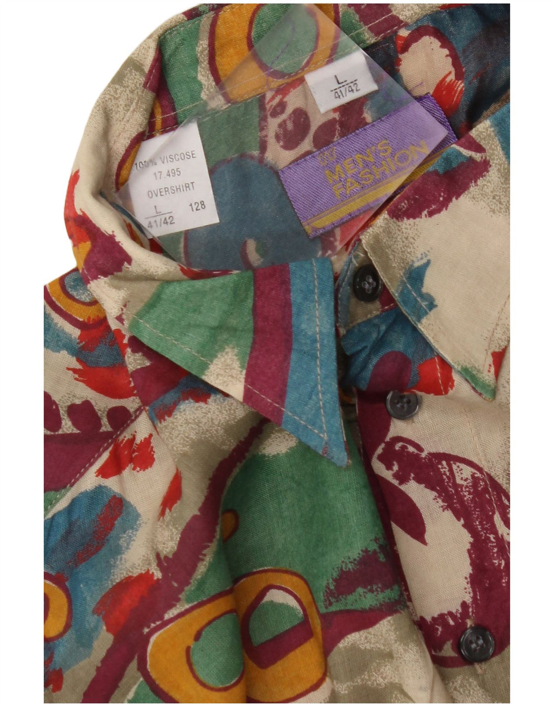 VINTAGE Mens Abstract Pattern Shirt Size 41/42 Large Multicoloured Viscose