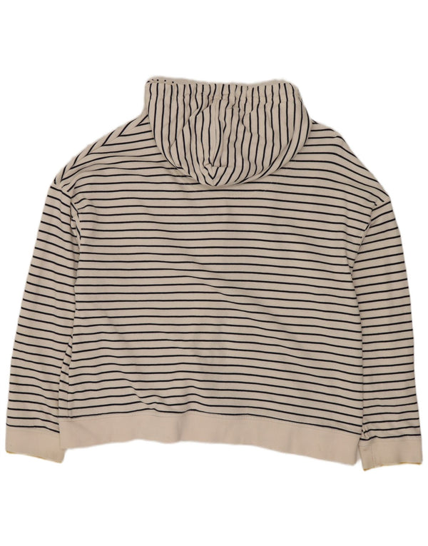 Joules Womens Oversized Zip Hoodie Sweater UK 16 Large White Striped