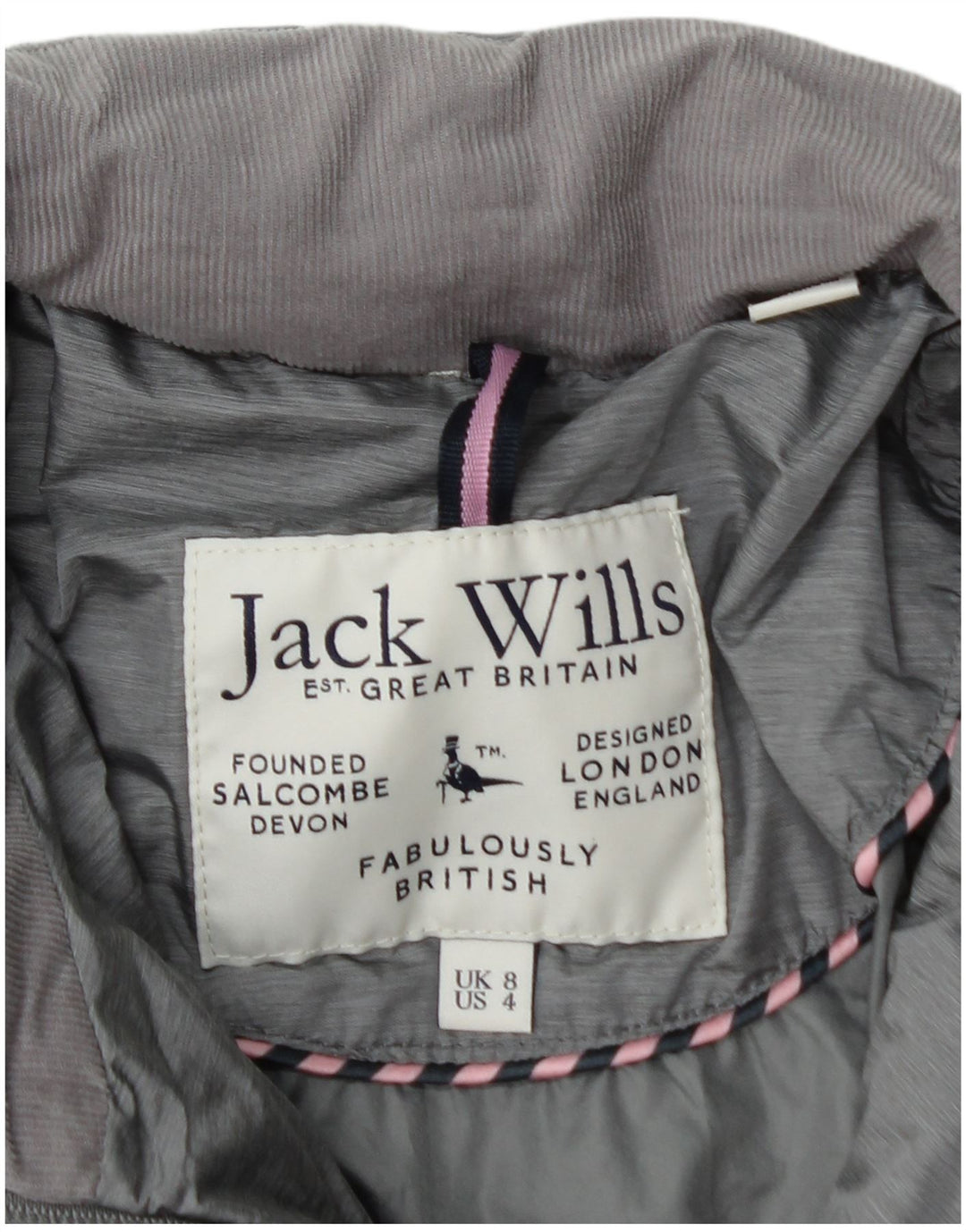 JACK WILLS Womens Padded Jacket UK 8 Small Grey Polyester