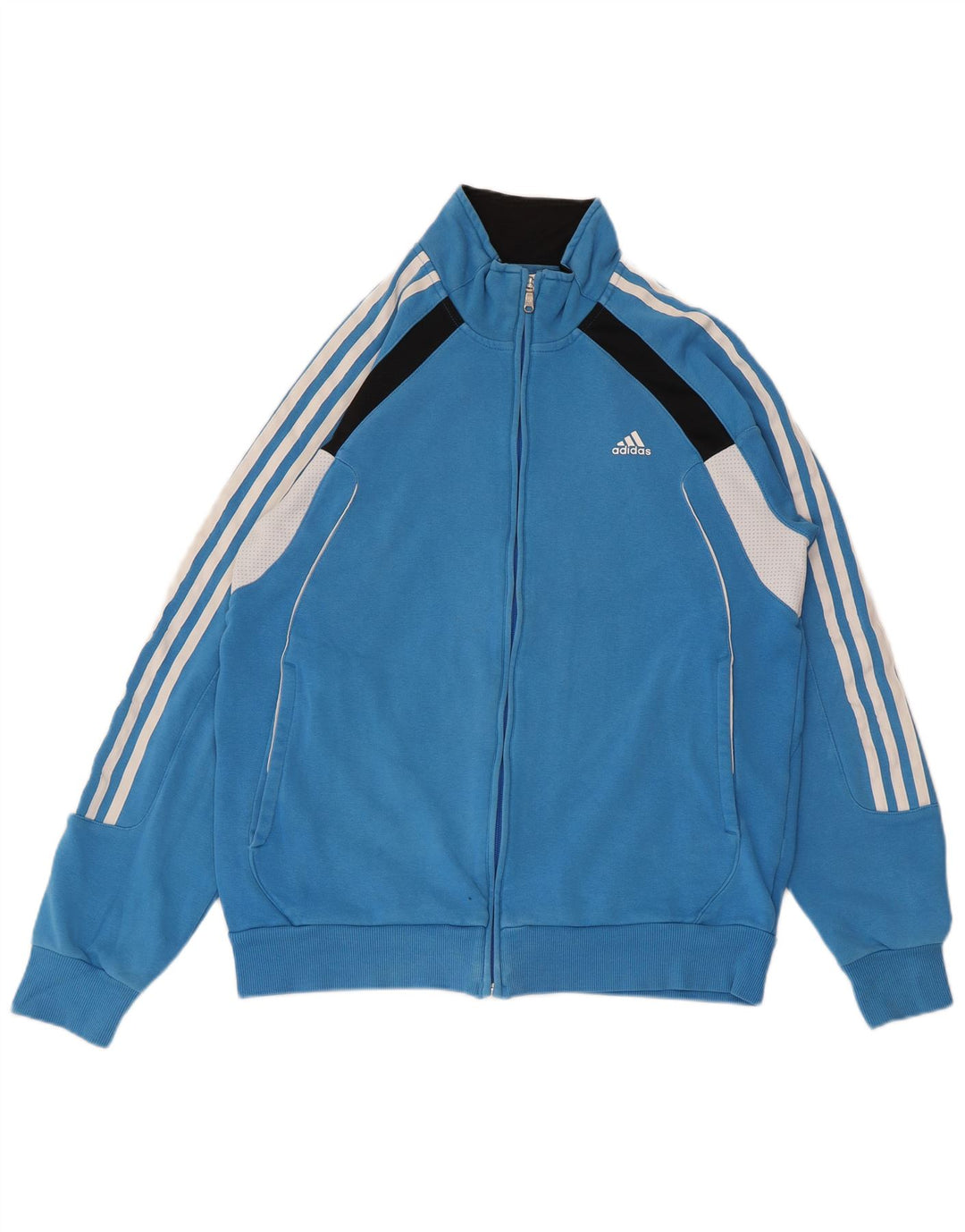 ADIDAS Mens Tracksuit Top Jacket UK 40/42 Medium Blue Colourblock Cotton