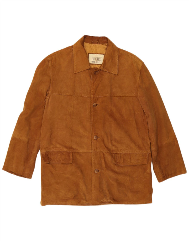 Vintage Mens Suede Jacket IT 46 Small Brown Leather Classic