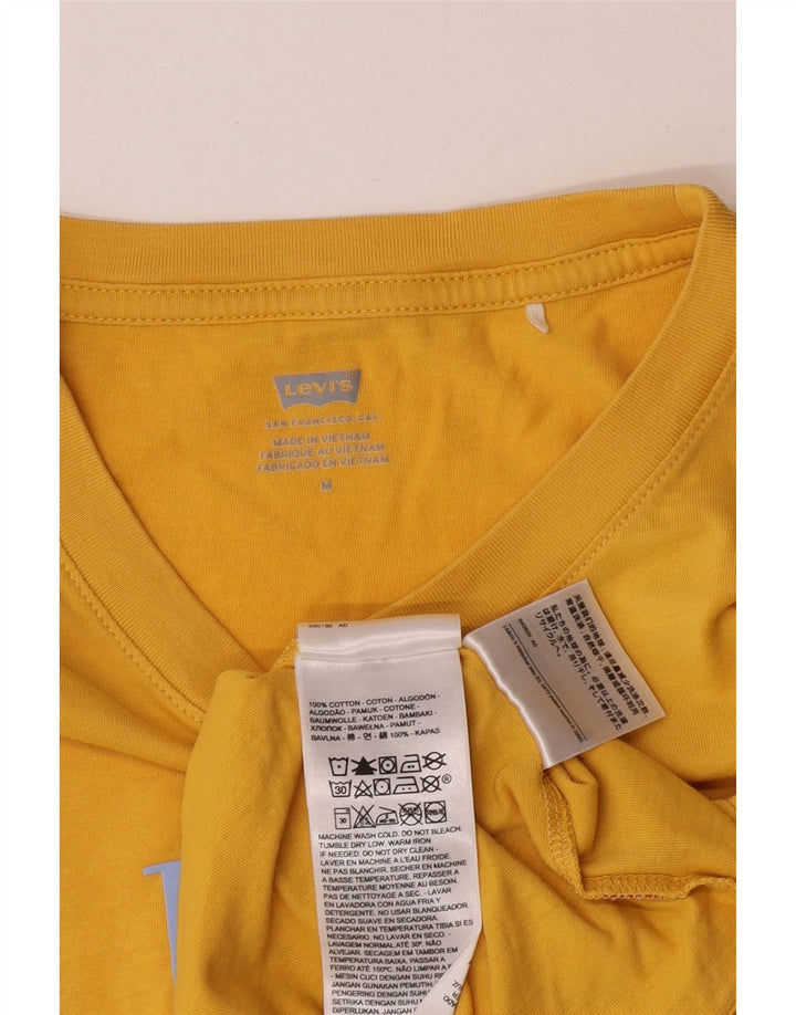 Levi's Womens Crop Graphic T-Shirt Top UK 14 Medium Yellow Cotton