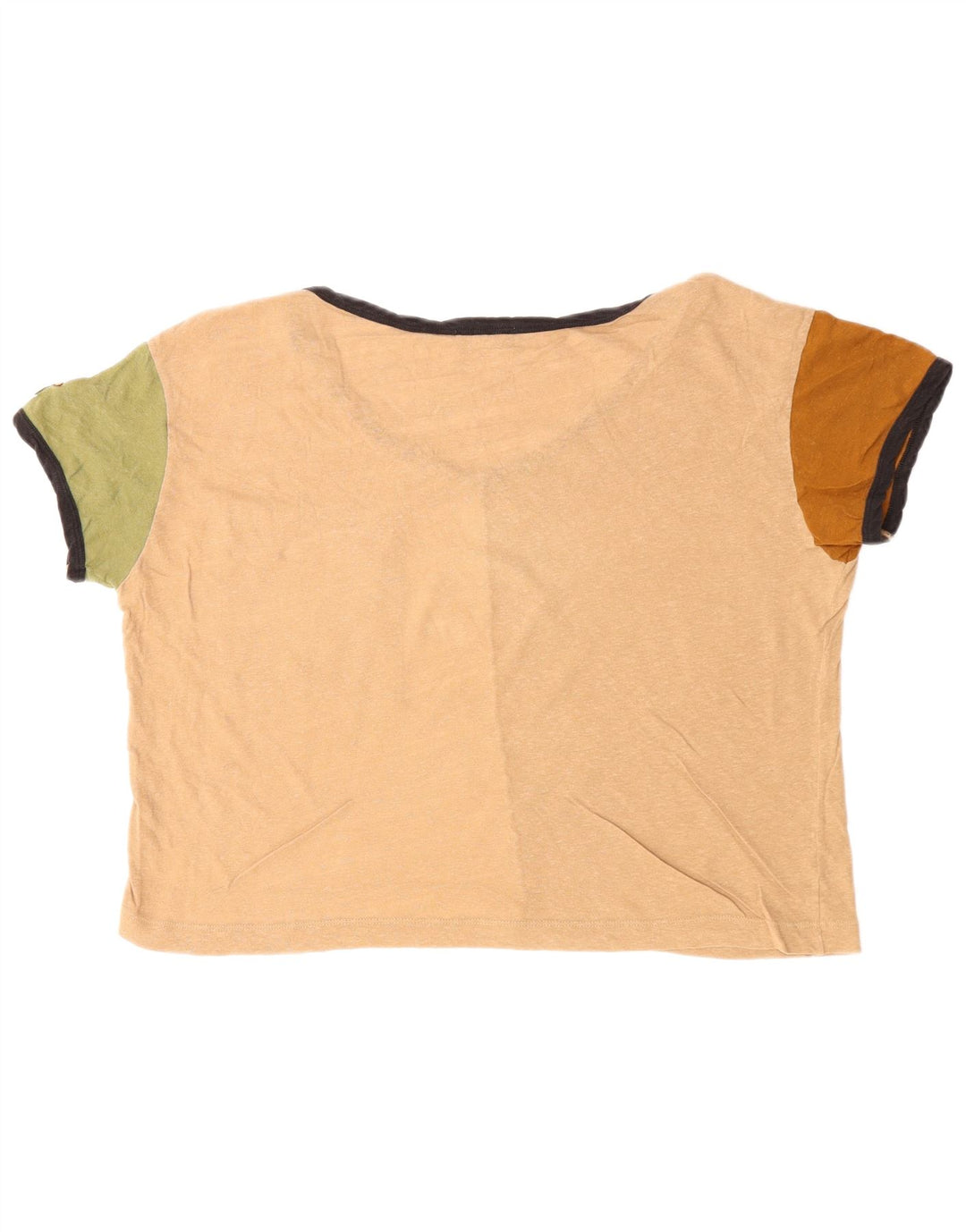 BENETTON Womens Crop T-Shirt Top UK 16 Large Multicoloured Colourblock