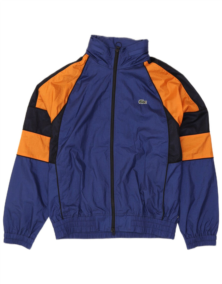 LACOSTE Mens Tracksuit Top Jacket Large Navy Blue Colourblock Polyamide