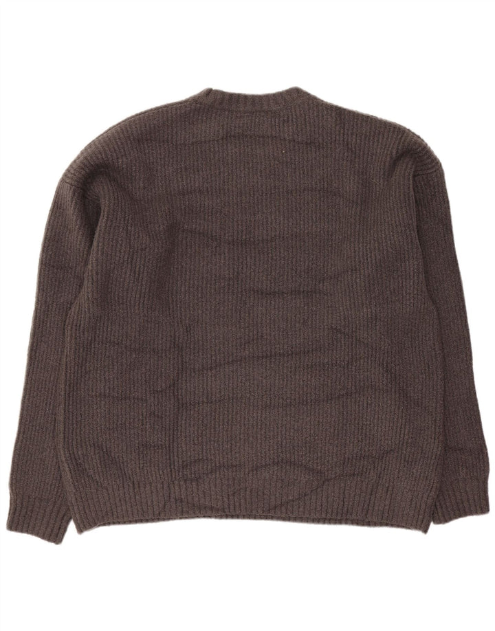 Zara Mens Boat Neck Jumper Sweater Large Grey Polyester