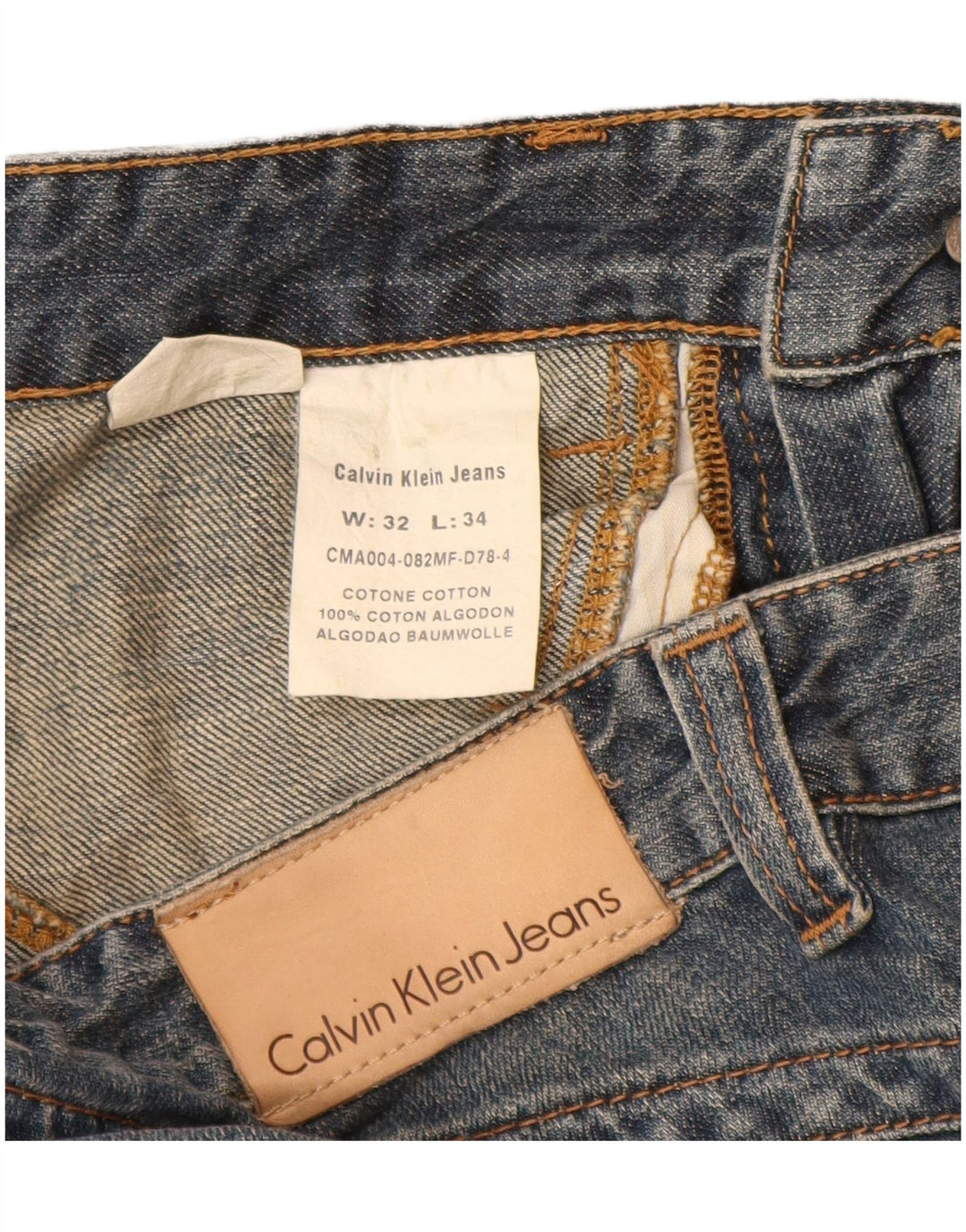 CALVIN KLEIN Womens Straight Jeans W32 L34 Blue Cotton