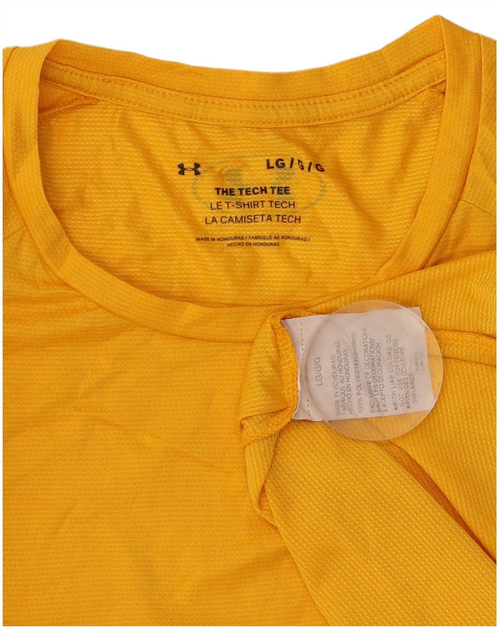 UNDER ARMOUR Mens T-Shirt Top Large Yellow Polyester