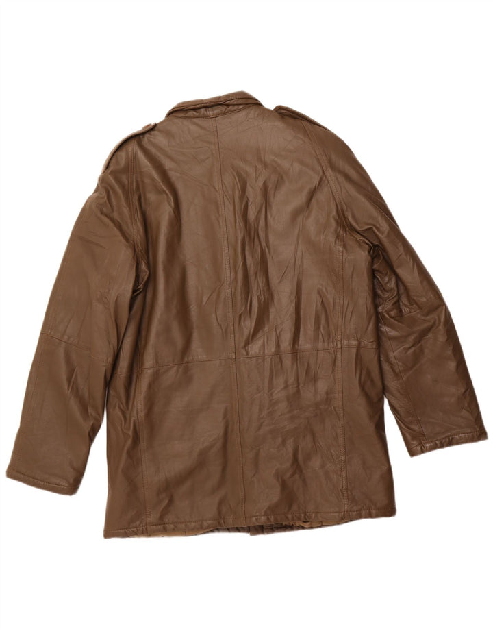 Vintage Mens Military Leather Jacket UK 42 XL Khaki Leather