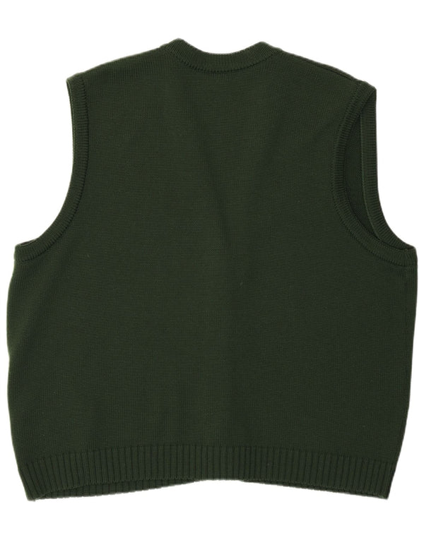 Aspa Womens Graphic Sleeveless Cardigan Sweater EU 46 XL Green Polyacrylic