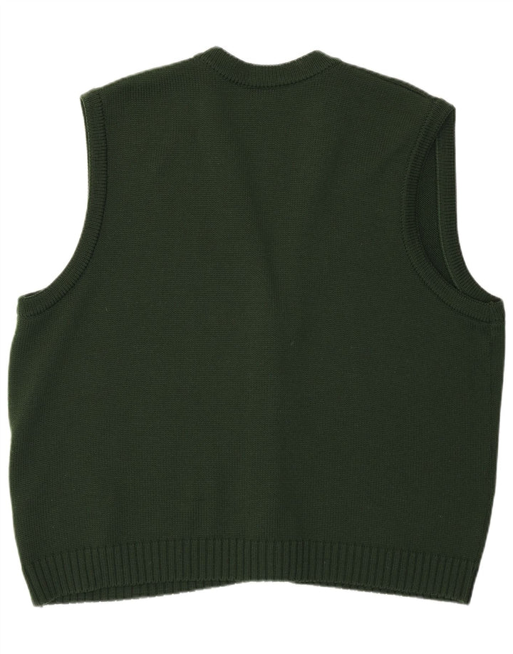 Aspa Womens Graphic Sleeveless Cardigan Sweater EU 46 XL Green Polyacrylic