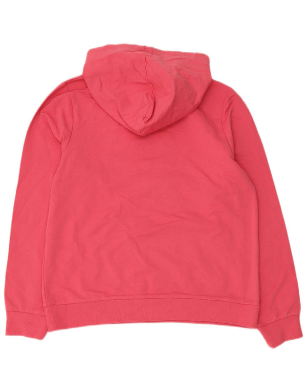 Fila Womens Graphic Hoodie Jumper UK 14 Medium Pink Cotton