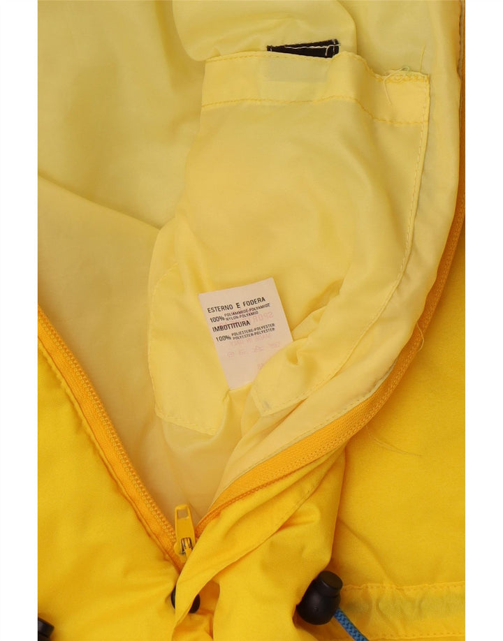 Vintage Mens Hooded Padded Jacket IT 48 Medium Yellow Colourblock Polyamide