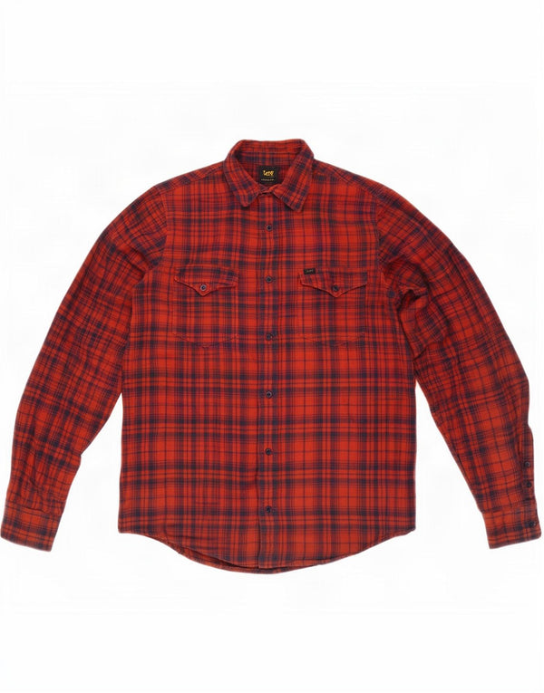 Lee Mens Regular Fit Flannel Shirt Medium Red Check Cotton