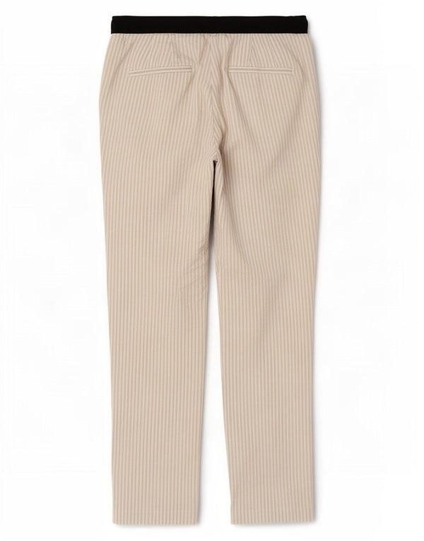 Zara Womens Straight Chino Trousers Large W30 L27 Beige Pinstripe Cotton