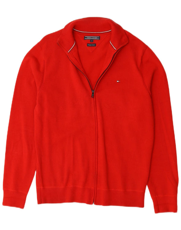 Tommy Hilfiger Mens Cardigan Sweater Medium Red Cotton