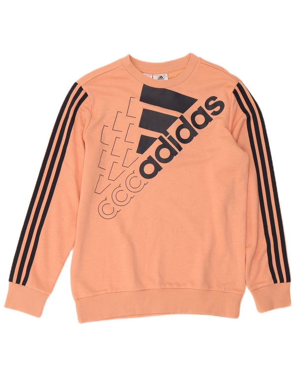 Adidas Boys Graphic Sweatshirt Jumper 13-14 Years Pink Cotton