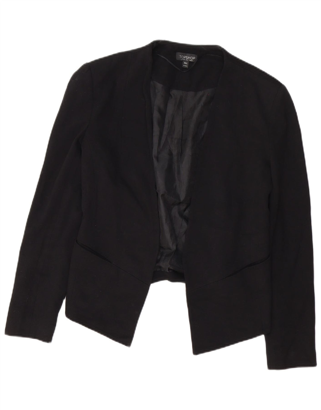 Topshop Womens Open Oversized Blazer Jacket UK 10 Small Black Viscose